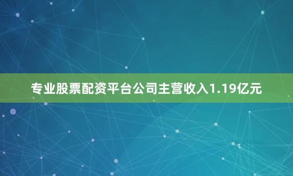 专业股票配资平台公司主营收入1.19亿元